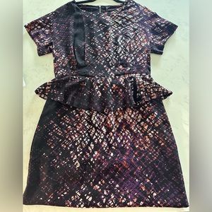 W118 by Walter Baker -Printed Chiffon Peplum Dress with Back Zipper large